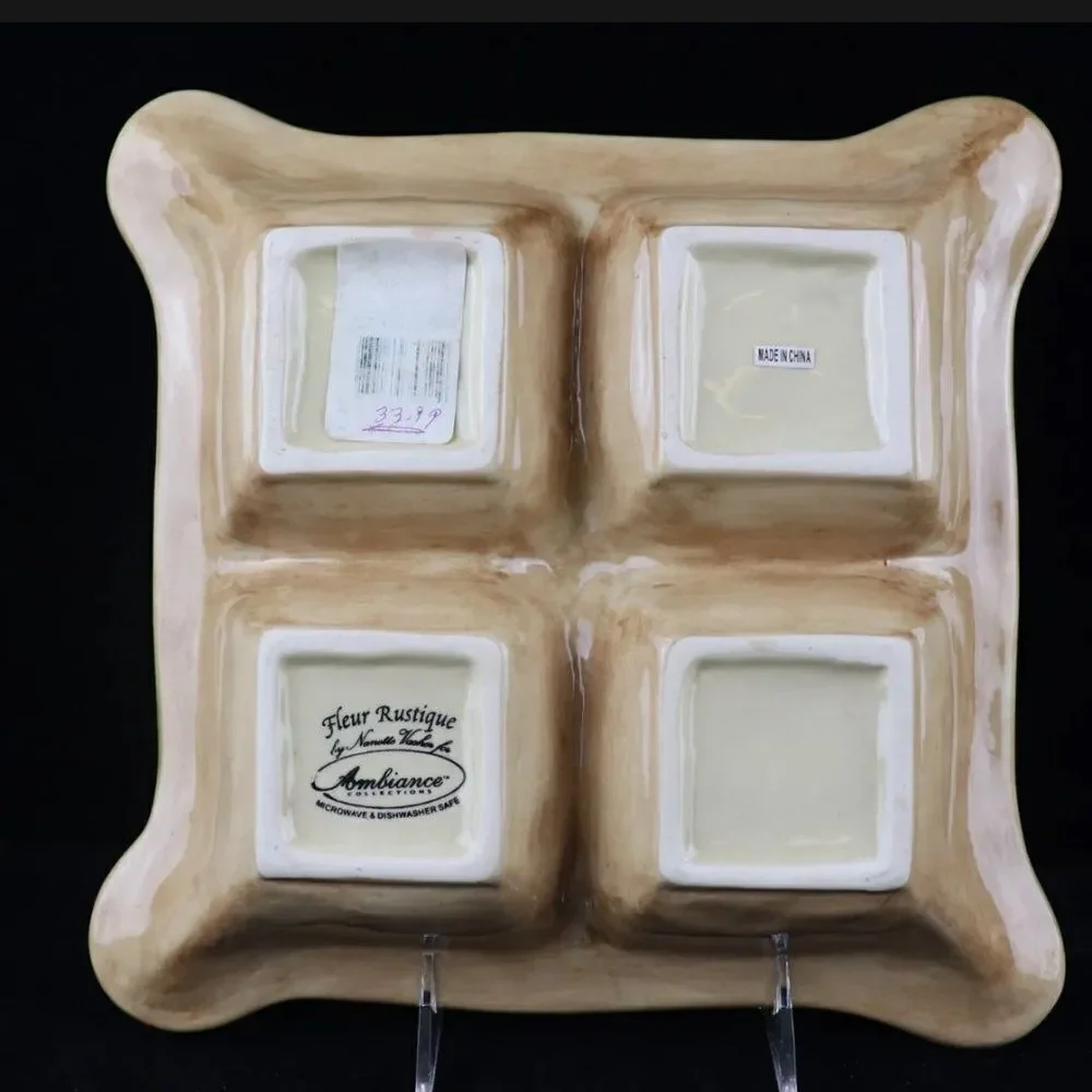 Ambiance Collections FLEUR RUSTIQUE by Nanette Vacher - 4 Section Relish Dish F1